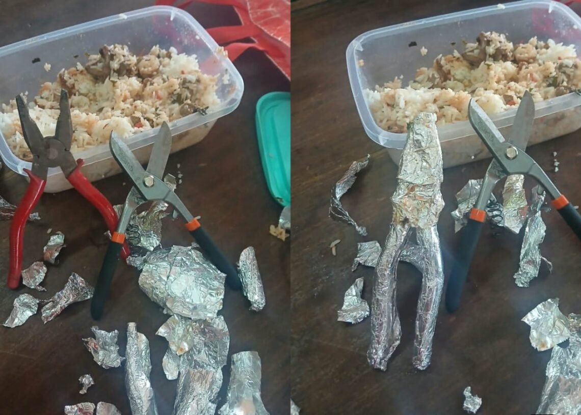 Police allegedly find pliers and shears hidden in a plate of rice brought for suspects at Ruai Police Station