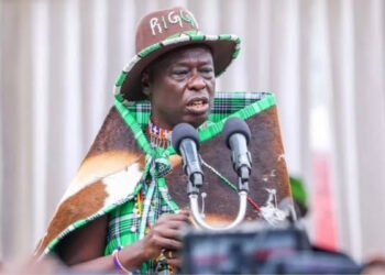 Rigathi Gachagua speaking during a political event while discussing Edwin Sifuna and the 2027 presidential election.