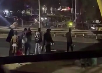 Thika Road pedestrian footbridge where pedestrians are urged to cross safely