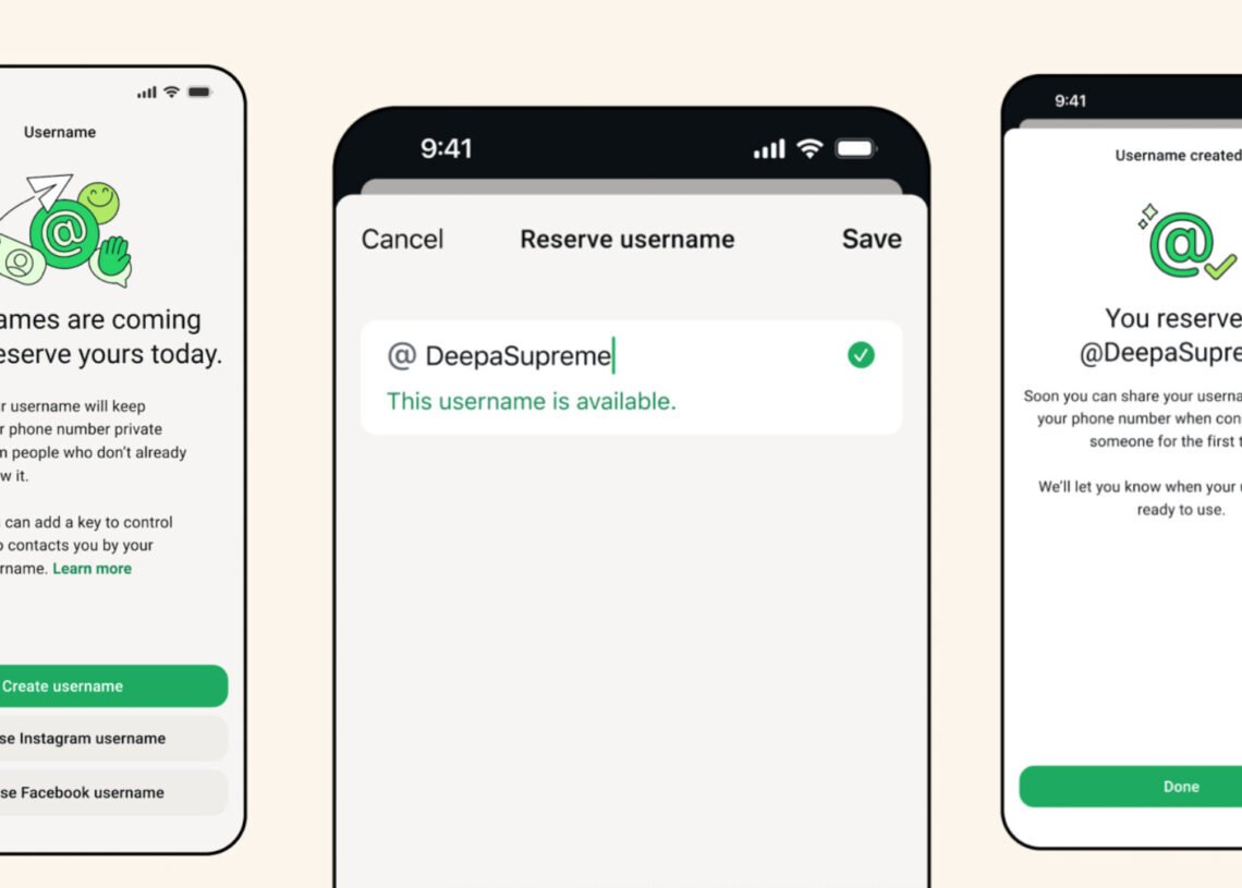Smartphone displaying WhatsApp as users consider deleting usernames over phone number privacy and accessibility concerns.