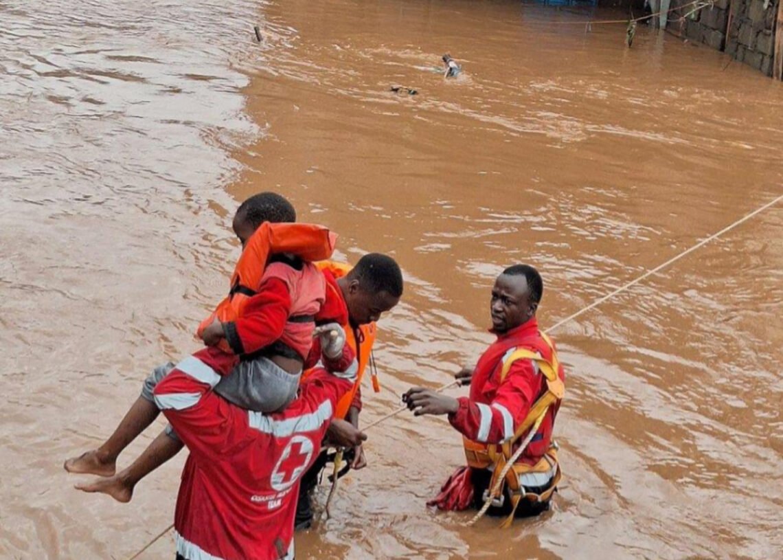 Kenya Red Cross emergency responders preparing for possible flooding as heavy rains intensify.