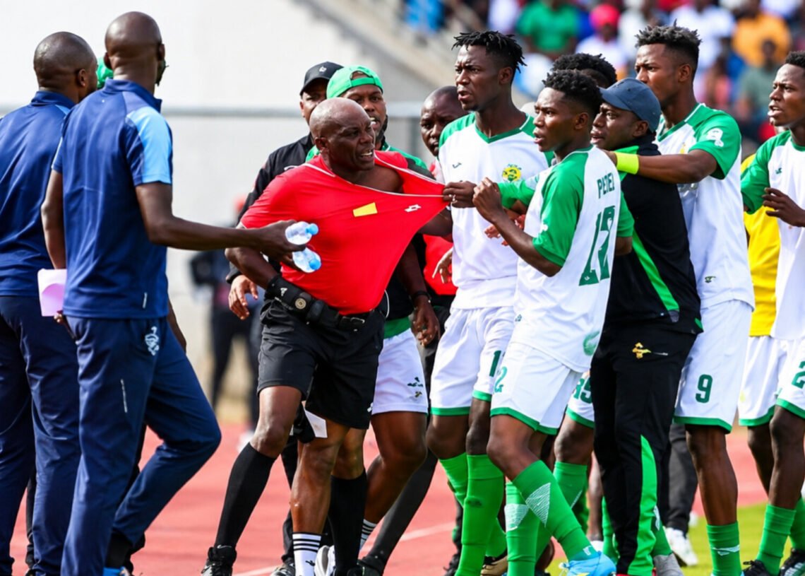 Kariobangi Sharks fans invade the pitch during their playoff against Mombasa United