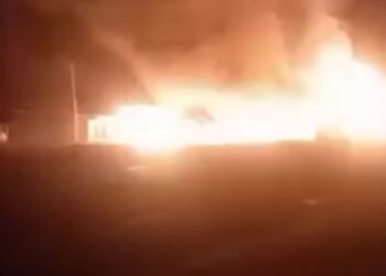 Tanker engulfed in flames after explosion near Salgaa